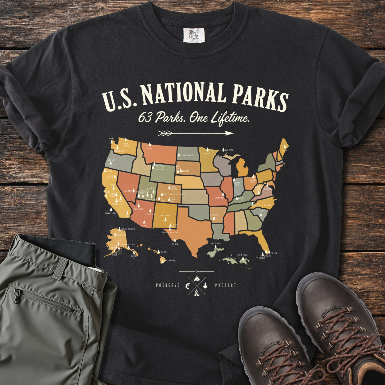 US National Parks Map T-shirt