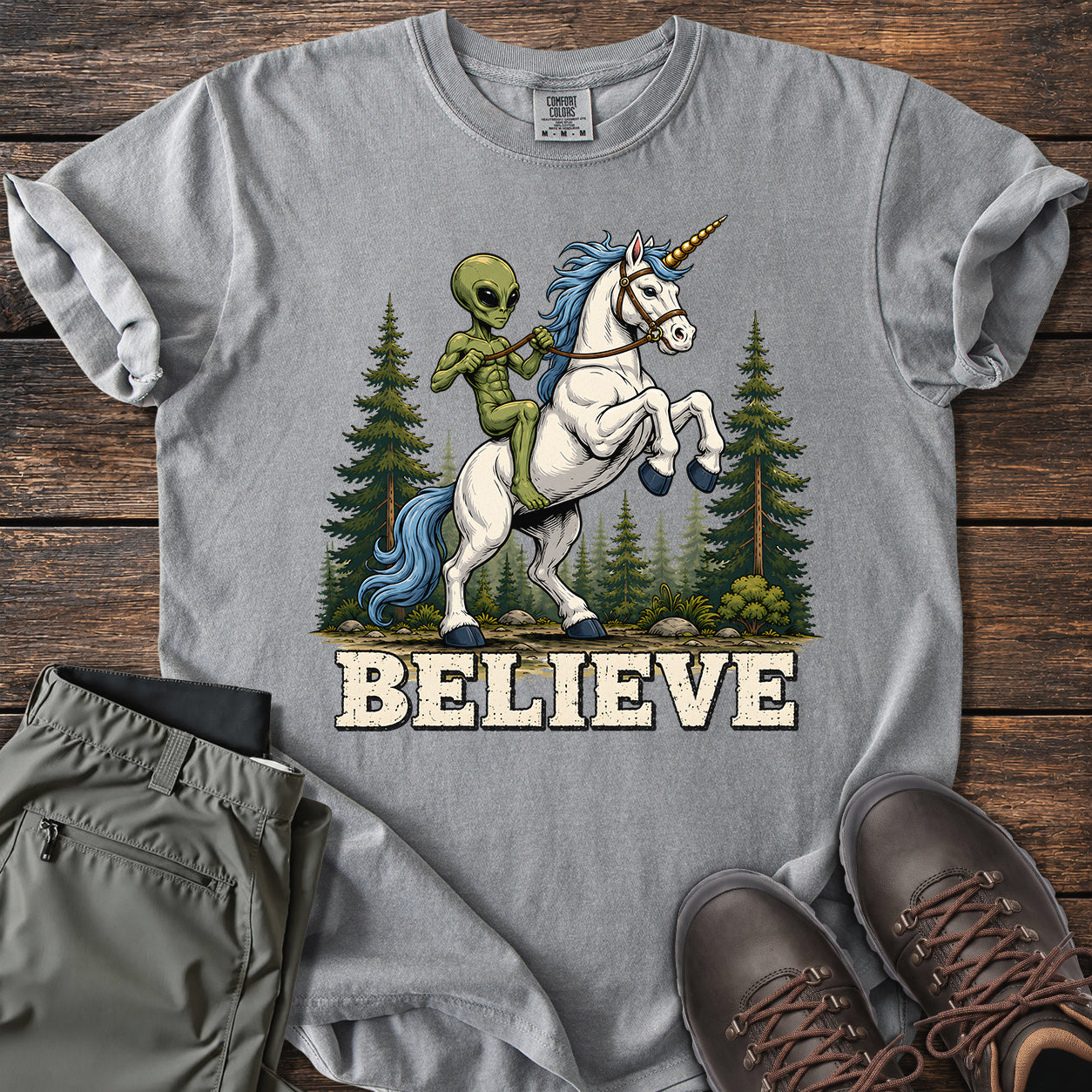 Alien Riding Unicorn T-shirt
