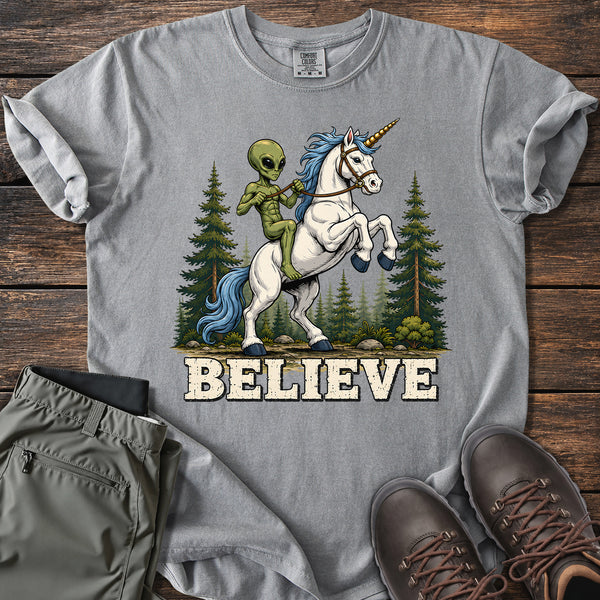 Alien Riding Unicorn T-shirt